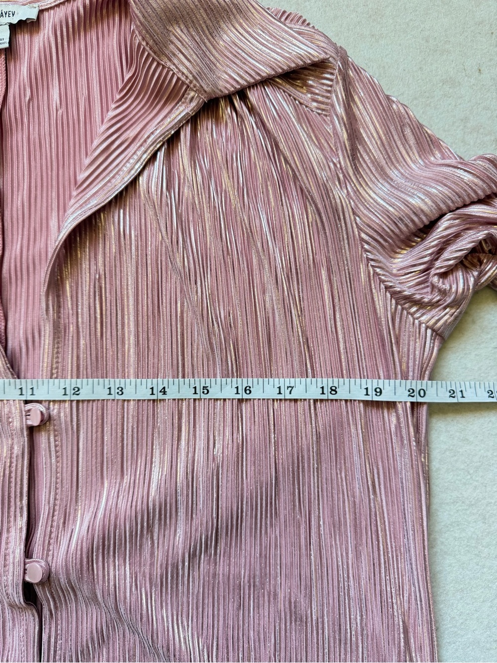 NWOT Sabina Musayev Rigel Pleated Foil Blouse Pink Size Small - Picture 12 of 13